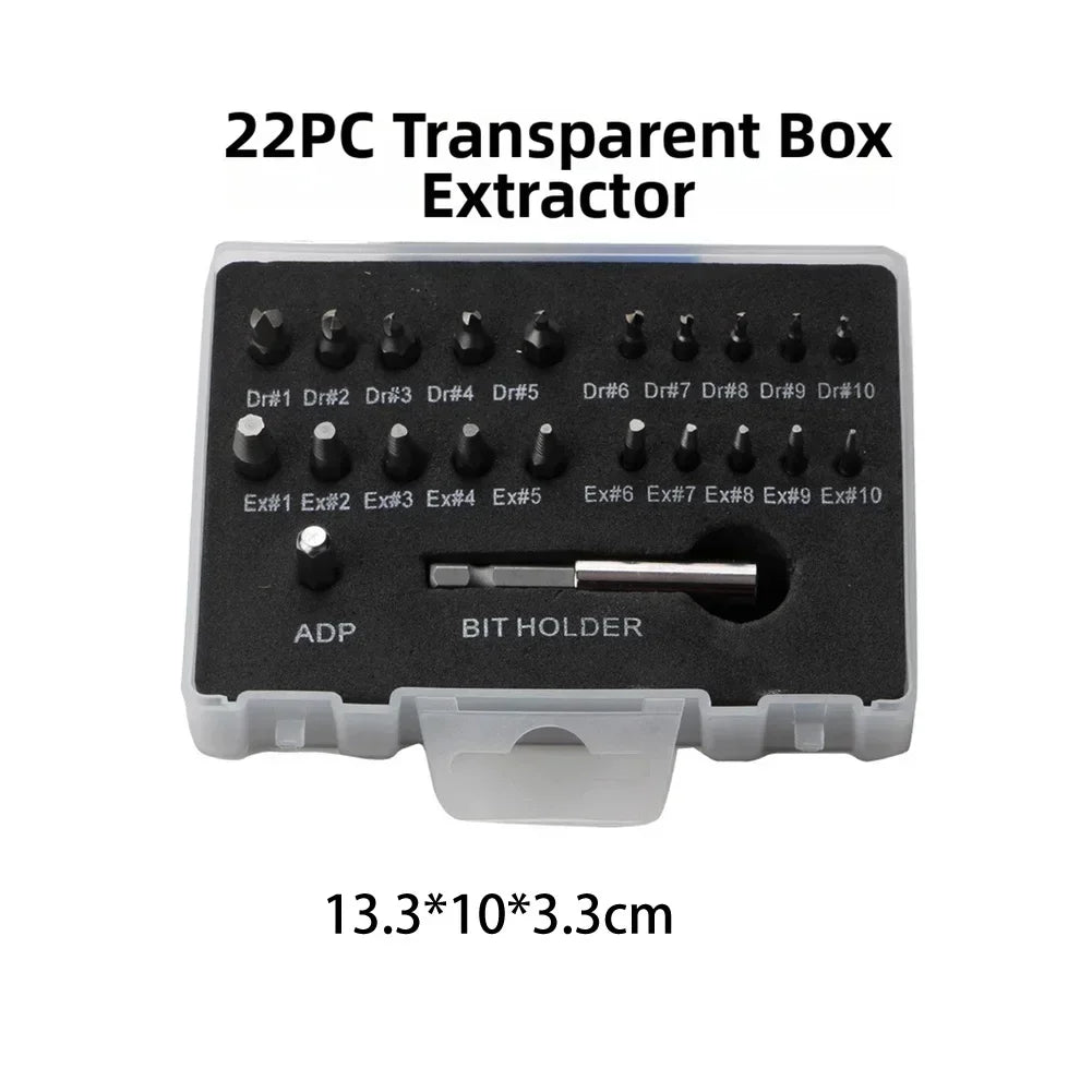 22-Pc Double-Head Broken Screw Extractor & Bolt Removal Kit Screw Extractor Kit Axl