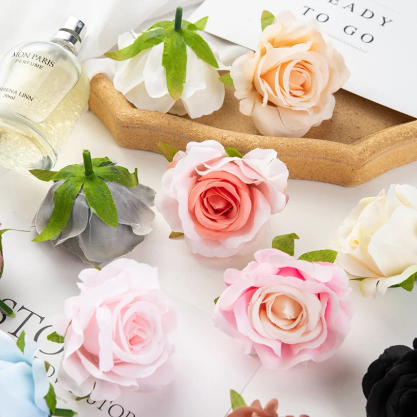 Silk Artificial Rose Heads 5/10 Pcs – Wedding & Home Decor Artificial Silk Flowers Axl
