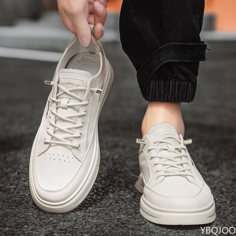 YBQJOO Men's Breathable Mesh Sneakers – Casual White Shoes Men's Casual Sneakers Axl Beige 44