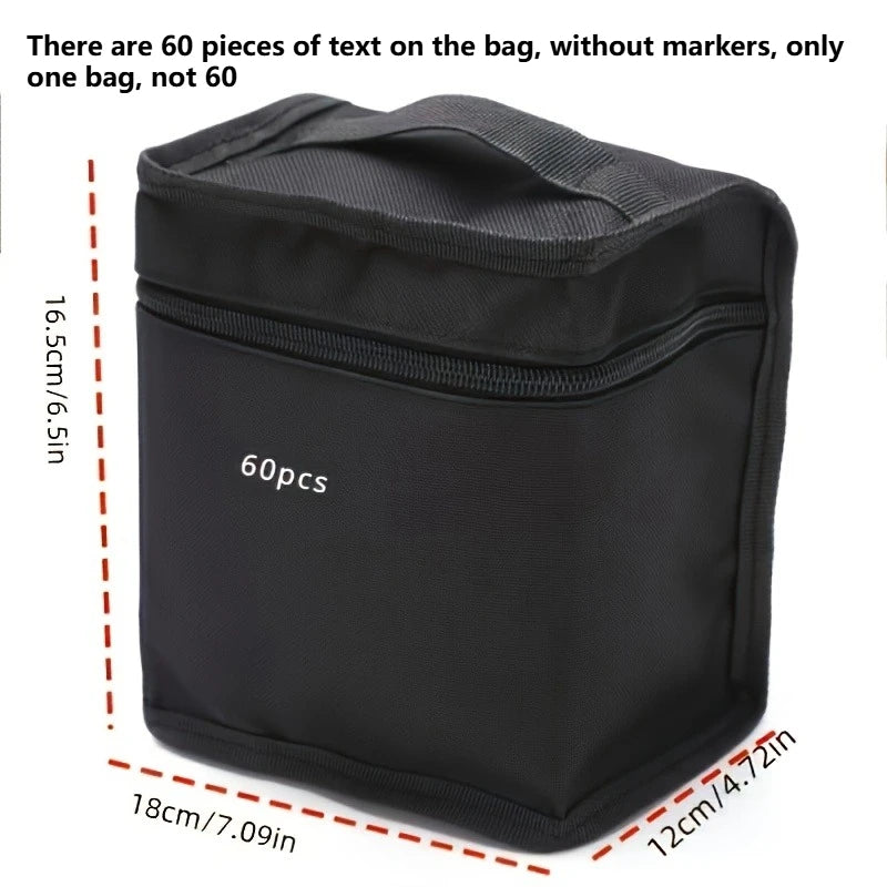 Large Capacity Marker Storage Bag – Holds 60 Markers | Zippered Marker Storage Bag Axl Black-1pc