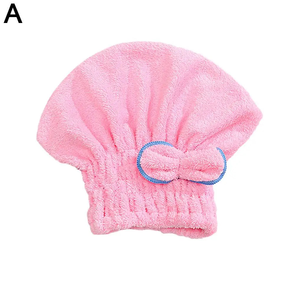 Super Absorbent Microfiber Hair Drying Cap with Cute Bow Microfiber Hair Cap Axl A