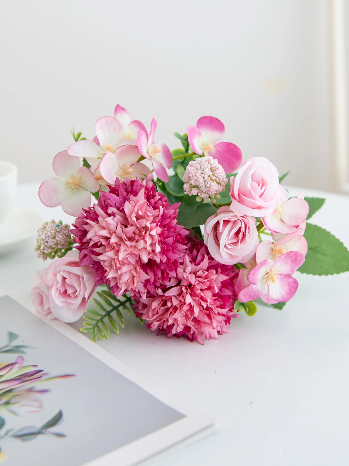 Silk Artificial Rose & Chrysanthemum Bouquet | Wedding Décor Artificial Flower Bouquet Axl color 5 3 pcs