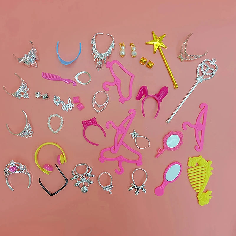 20Pcs Dollhouse Jewelry – Earrings, Bracelets & Crown for 1/6 Dolls Doll Jewelry Accessories Axl