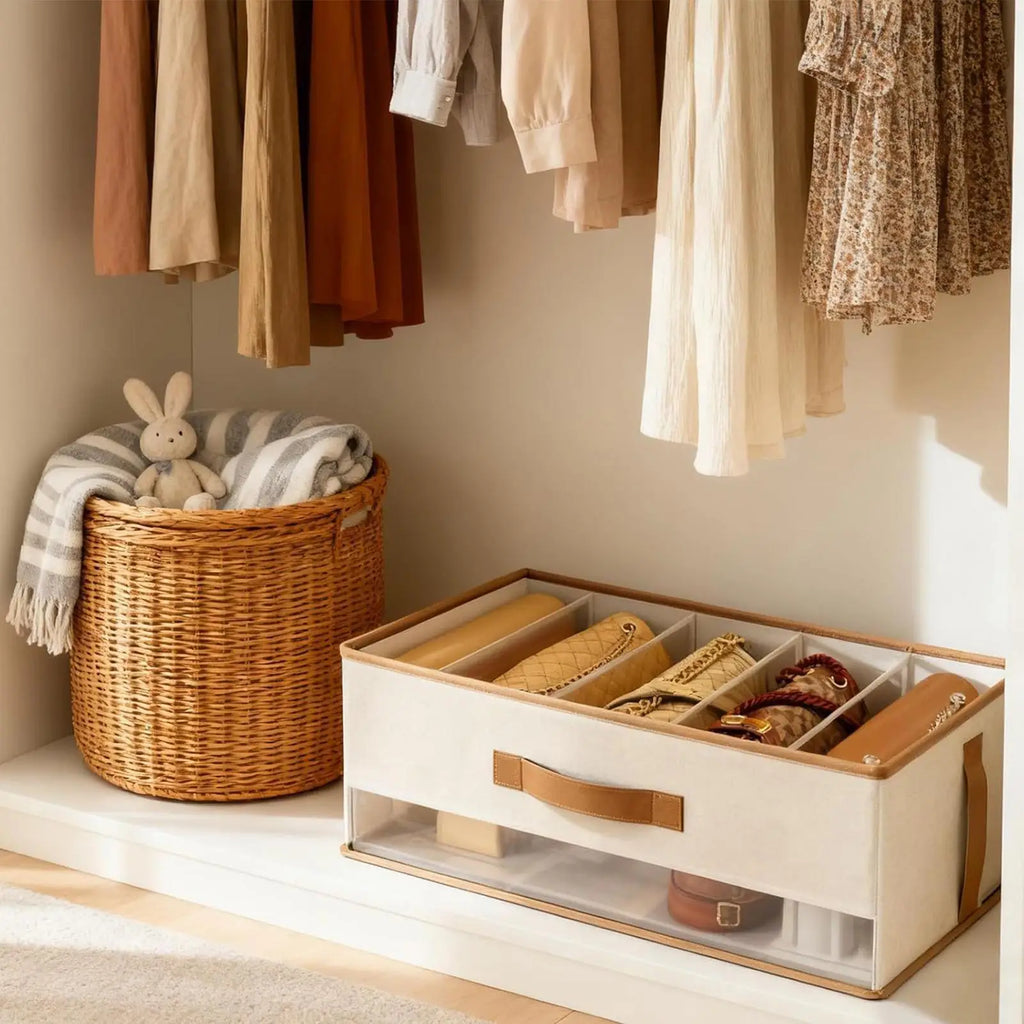 Foldable Closet Purse Organizer – 5-Compartment Wardrobe Bin Closet Organizer Bin Axl