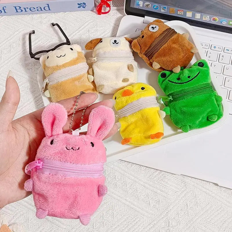 Mini Fluffy Rabbit Plush Coin Purse Keychain – Cute Pouch Plush Coin Purse Axl