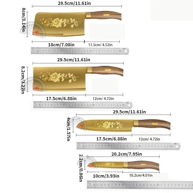 Golden Rose 4-Piece Stainless Steel Kitchen Knife Set Kitchen Knife Set Axl