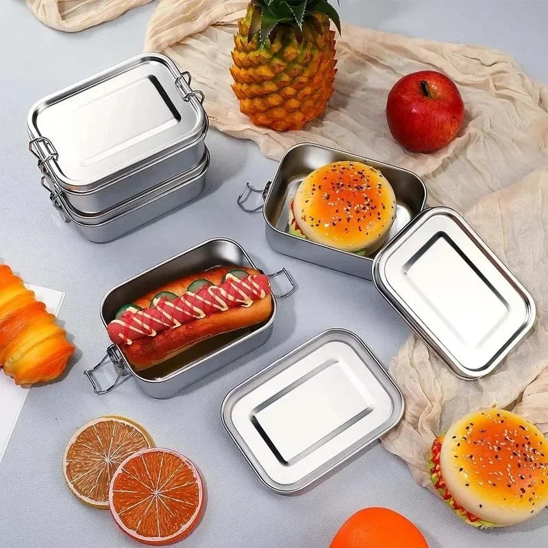 Stainless Steel Lunch Box with Lockable Clips | Metal Bento Box Bento Lunch Box Axl
