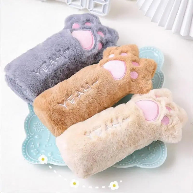 Cartoon Cat Paw Plush Pencil Case – Large Capacity Student Bag Plush Pencil Case Axl