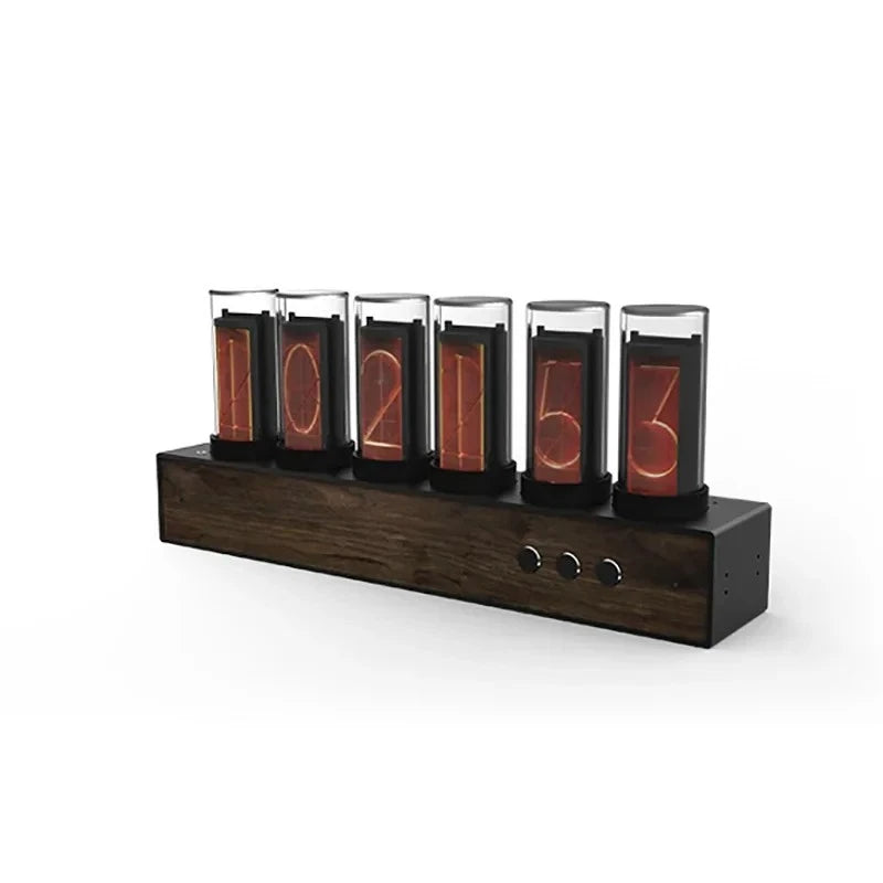 Vintage Nixie Tube Desk Clock – Color-Changing Digital Decor Decorative Desk Clock Axl black