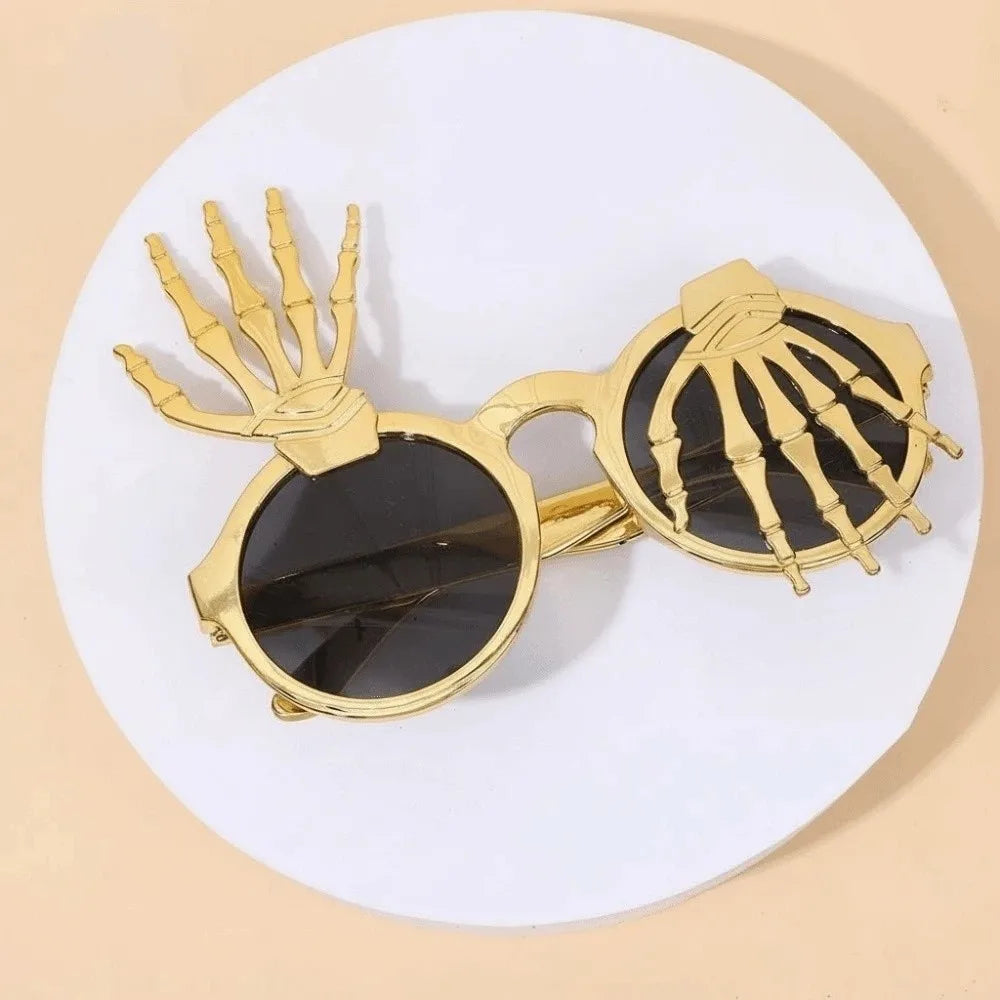 Skeleton Hand Halloween Costume Sunglasses | Spider Web Frame Costume Eyeglasses Axl Style 7