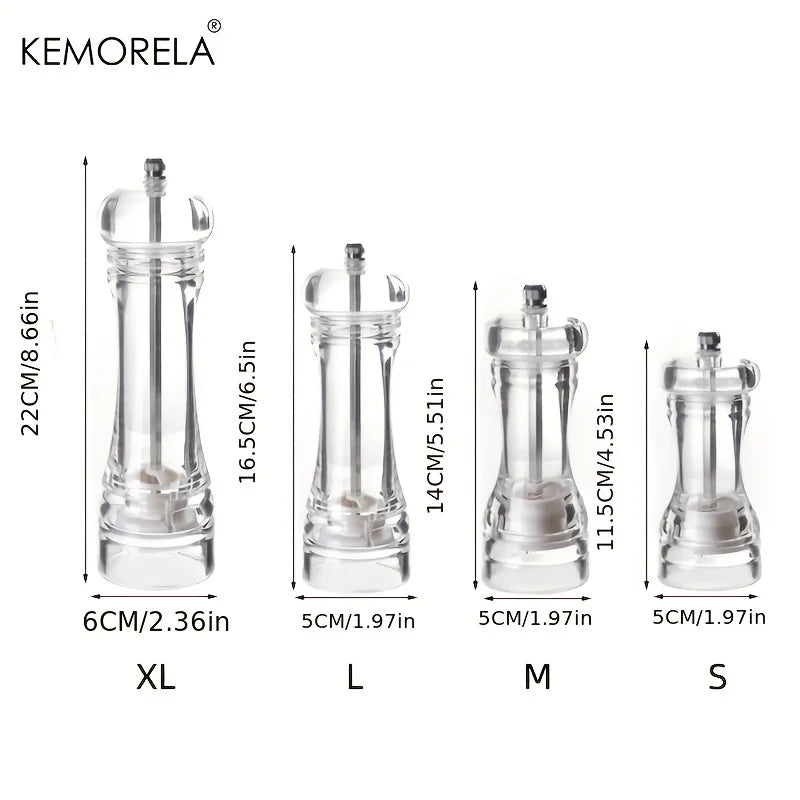 KEMORELA Acrylic Manual Pepper & Salt Grinder Mill Shaker Spice Grinder Mill Axl