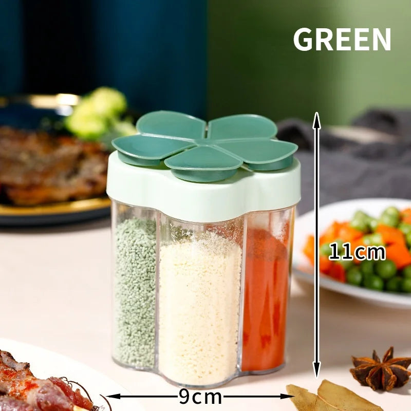 Plastic Spice Organizer – 5-Compartment Camping Seasoning Jar Spice Organizer Axl green