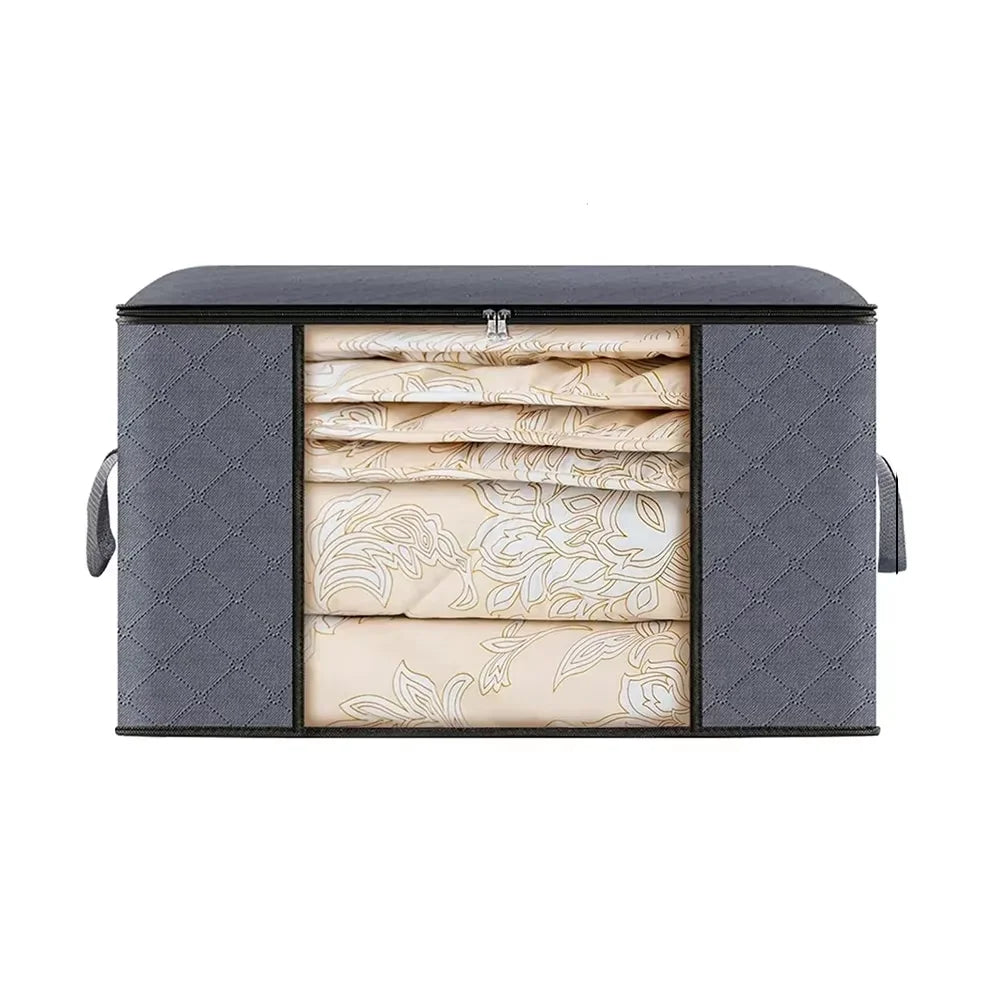 Foldable Quilt & Clothing Storage Bag – Bedding Organizer Box Bedding Storage Bag Axl Black 60x40x35cm