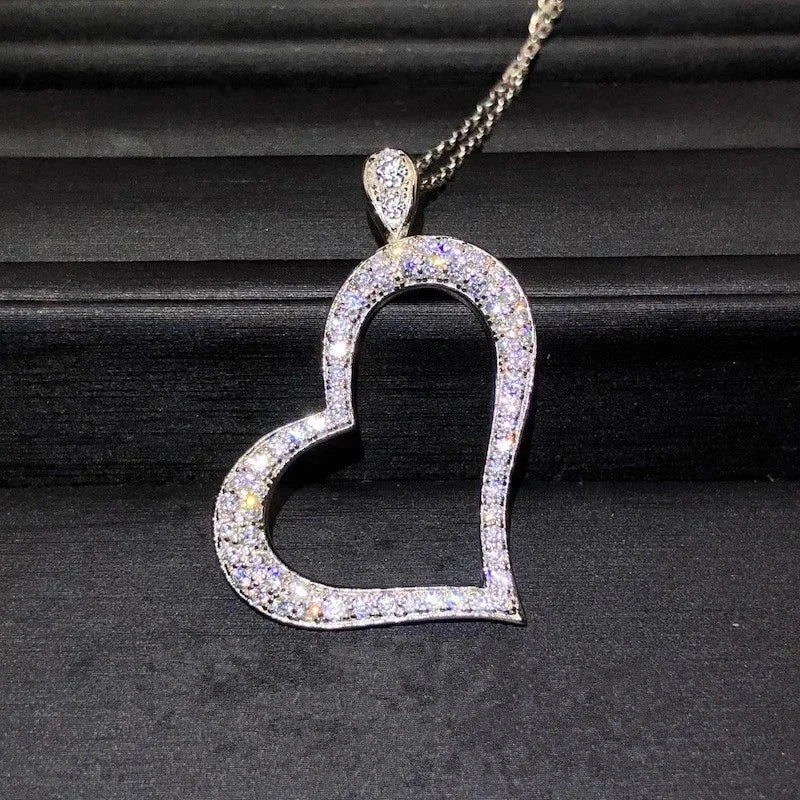 Huitan Hollow Heart Pendant Necklace – Cubic Zirconia Pendant Necklace Axl