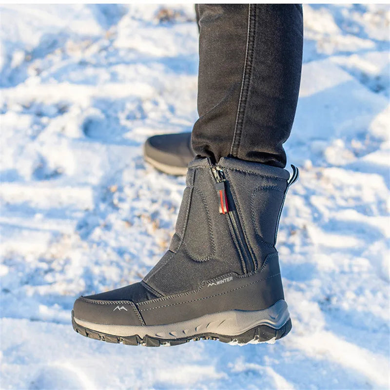 Men's Large Size Warm Plush Snow Boots – Winter High-Top Men's Snow Boots Axl
