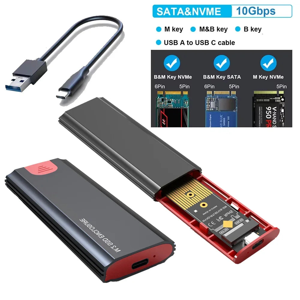 M.2 NVMe SATA SSD Enclosure – 10Gbps USB 3.2 Gen 2 USB-C SSD Enclosure Axl