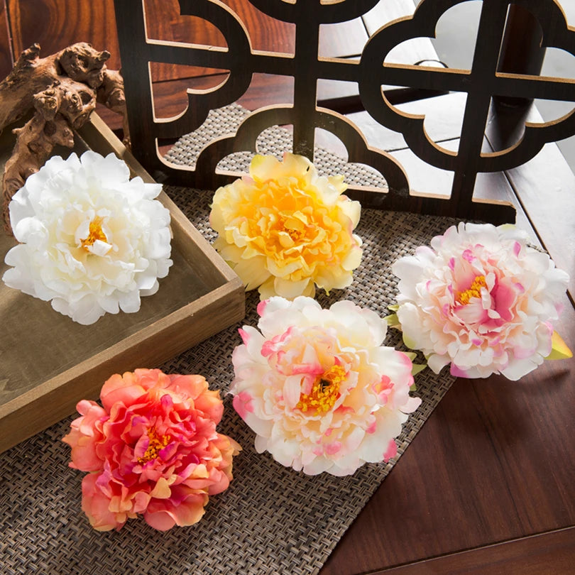 10 Pcs Silk Artificial Peony Flower Heads – Wedding & Home Decor Artificial Flower Heads Axl