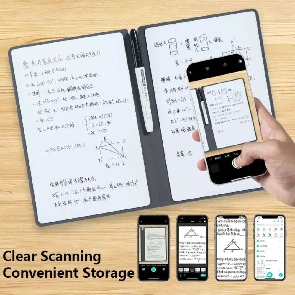 A5 Leather Reusable Whiteboard Notebook with Pen & Eraser Reusable Whiteboard Notebook Axl