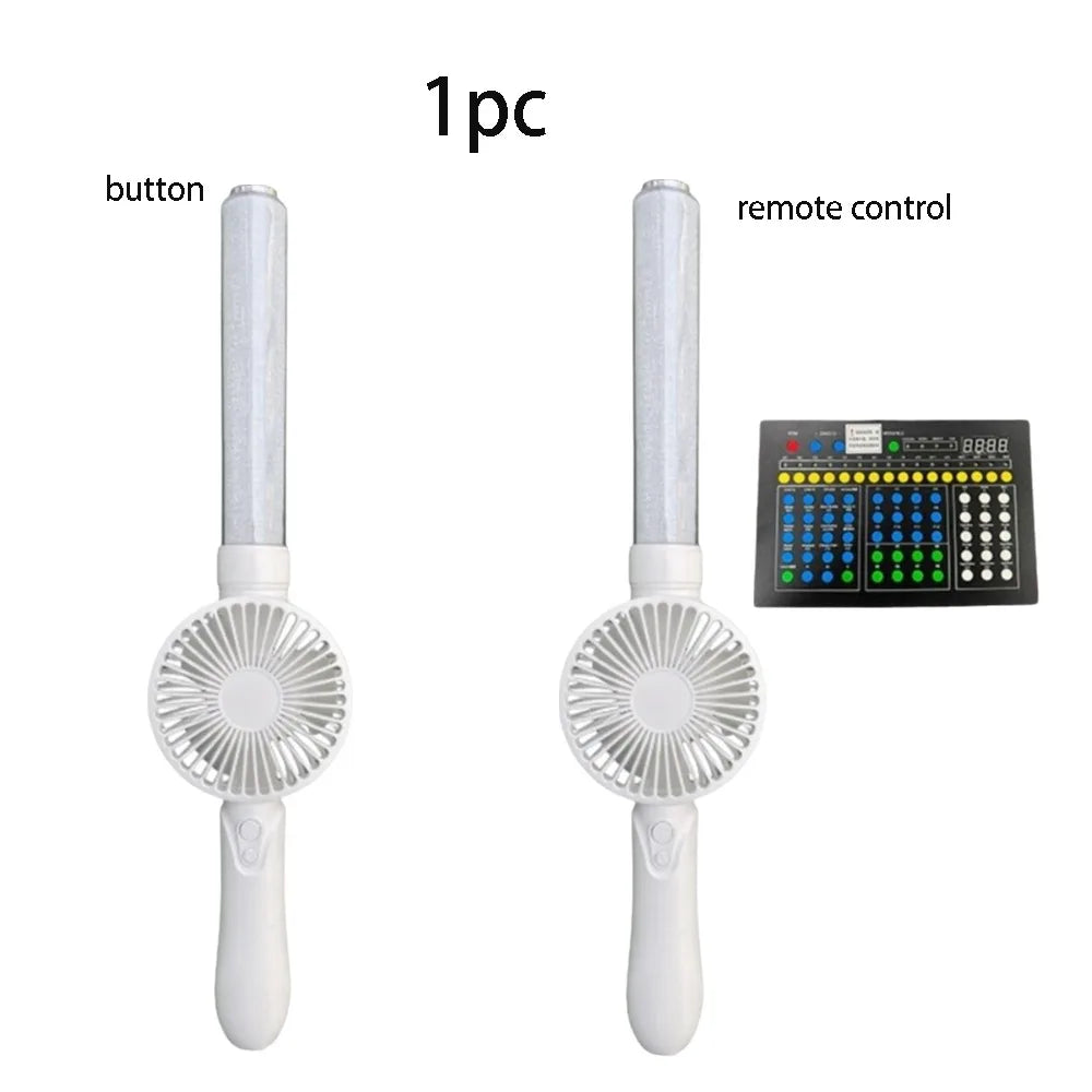 RGB LED Light-Up Rechargeable Handheld Fan – Music & Glow LED Handheld Fan Axl White-button