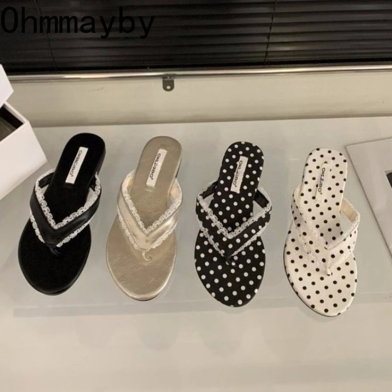 Women's Polka Dot Flip Flop Slides – Summer Beach Sandals Flip Flop Slides Axl