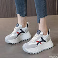 YBQJOO Women's Thick Heel Lace-Up Sneakers | Casual Sport Shoes Women's Sneakers Axl dark blue 39