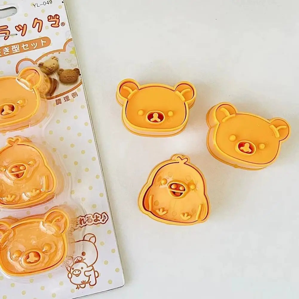 3-Piece Bear & Chick Cookie Cutter Sandwich Mold Baking Set Cookie Cutter Set Axl