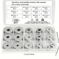 100pcs Stainless Steel Flat Washer Kit – 12 Sizes M3 to M12 Flat Washer Kit Axl 100pcs
