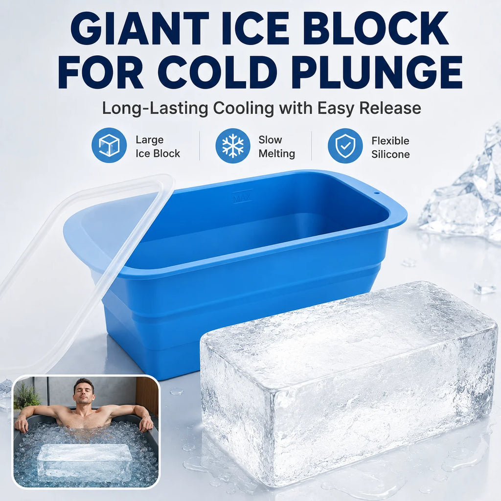 Extra Large Collapsible Silicone Ice Block Mold with Lid | 8 lb Silicone Ice Mold Axl