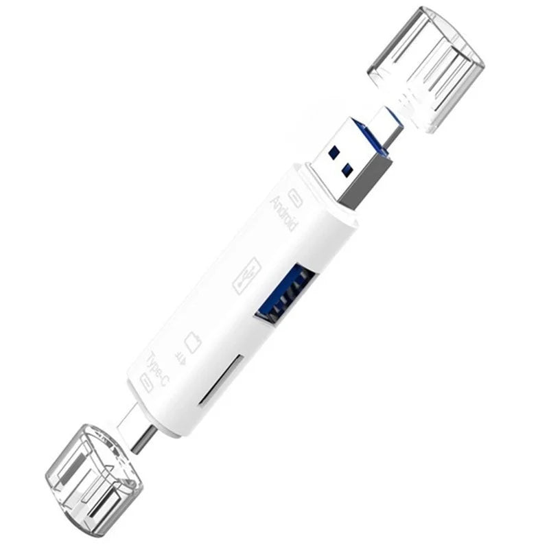 5-in-1 USB OTG Card Reader – Type-C, Micro USB, SD & TF USB OTG Card Reader Axl White
