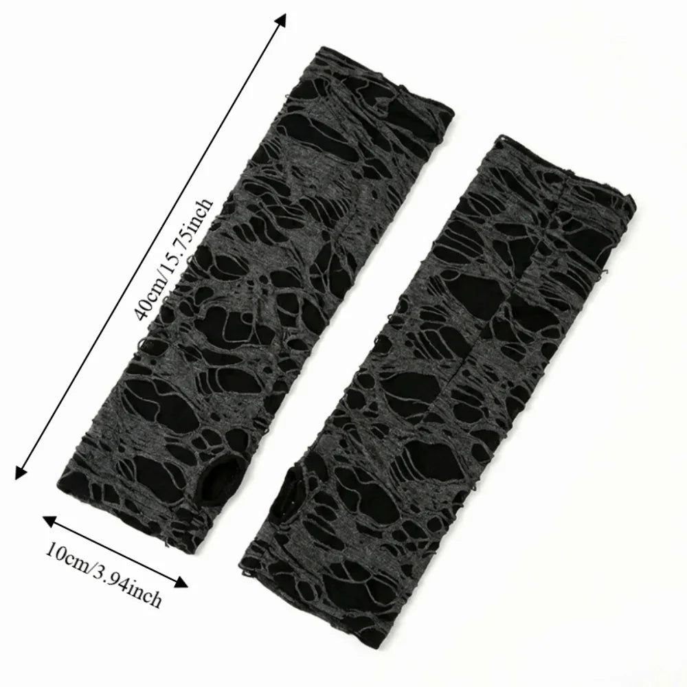 Punk Fingerless Arm Warmers – Hollow Knit Sleeves Unisex Fingerless Arm Warmers Axl