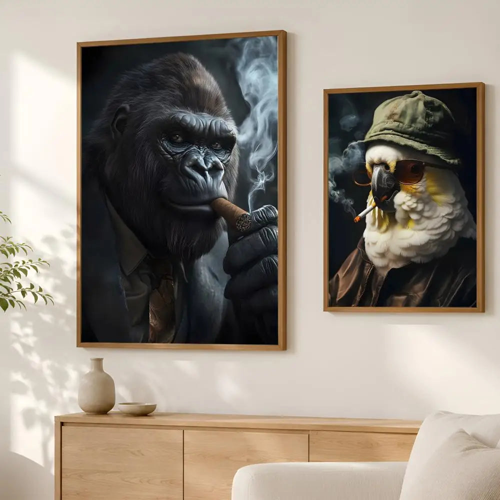 Smoking Animals Wall Art Poster – Self-Stick HD PVC Decor Wall Art Poster Axl