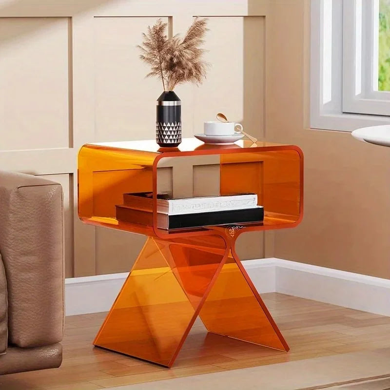 Modern Transparent Acrylic Bedside Table – Narrow Side End Table Acrylic Side Table Axl