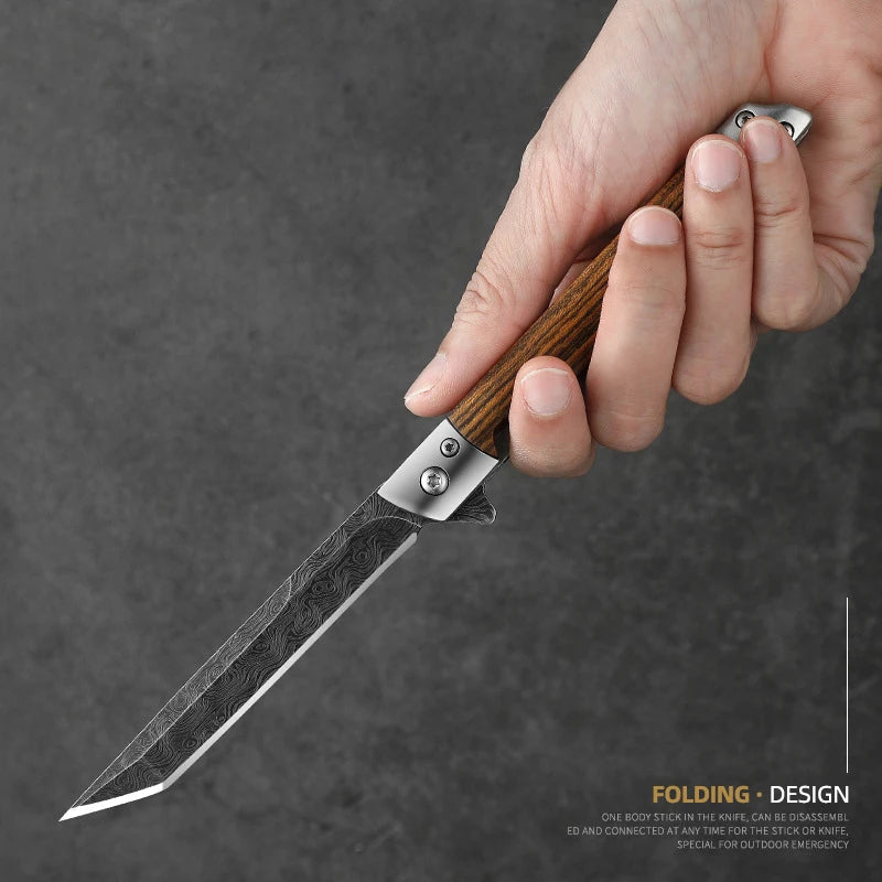 Stainless Steel Folding Pocket Knife – Wood Handle | 9.3cm Blade Folding Pocket Knife Axl