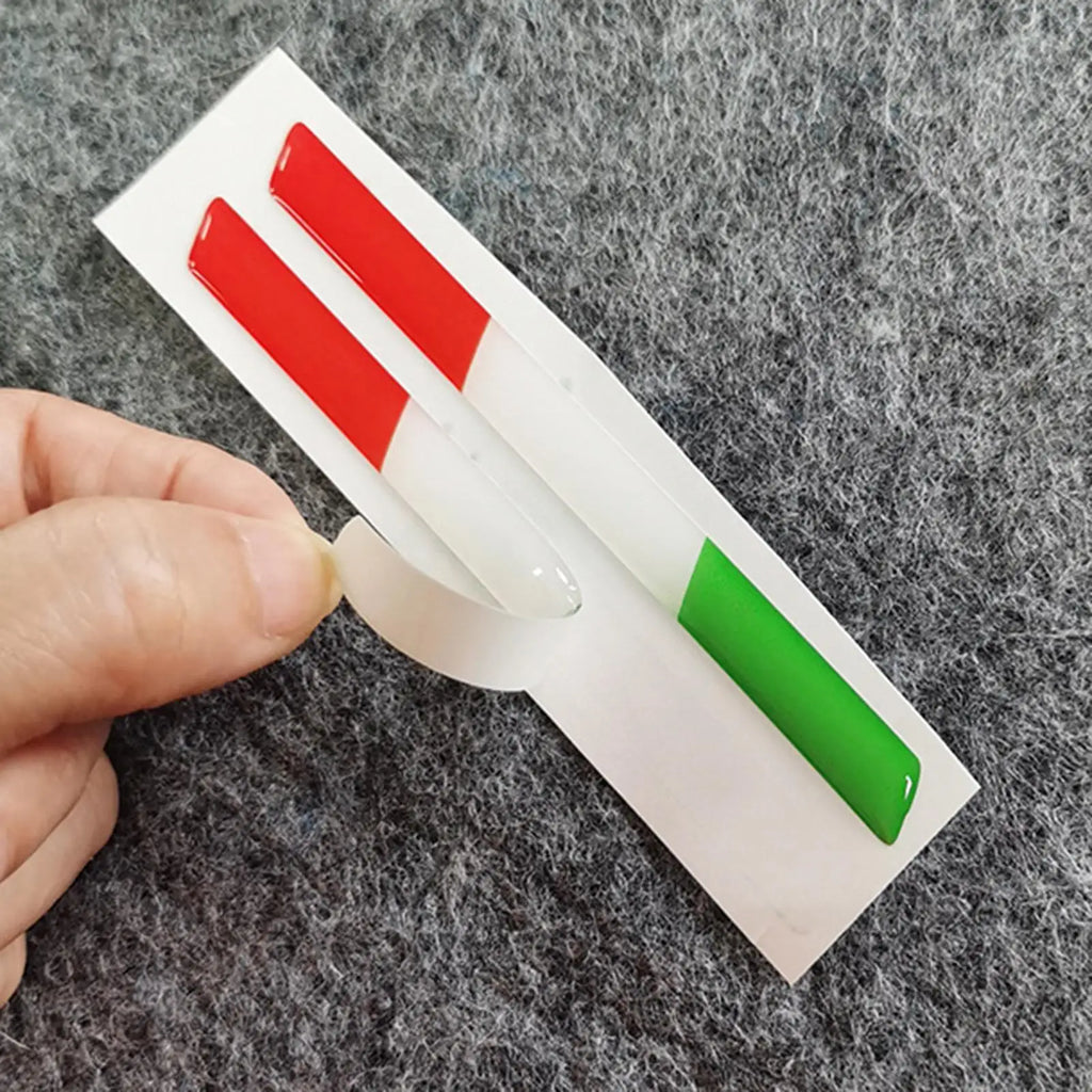 Italian Tricolor Flag 3D Epoxy Stickers – 2-Pack Car & Moto Epoxy Flag Decal Axl