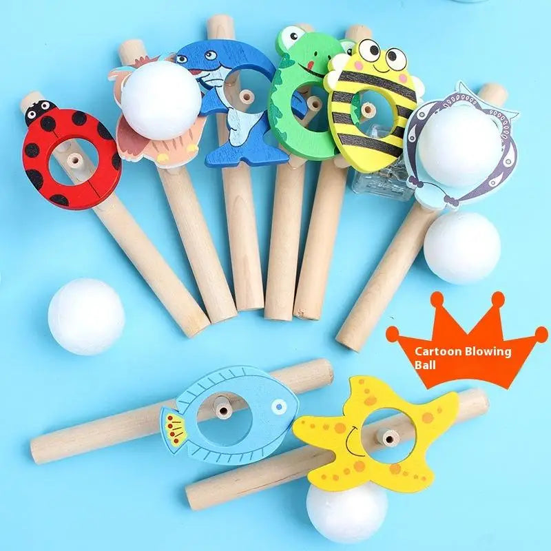 Cartoon Foam Ball Blower Toy – Wooden Floating Ball Game Educational Ball Toy Axl