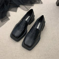 Women's British Retro Square Toe Slip-On Loafer Pumps Women's Loafer Pumps Axl matte black 38