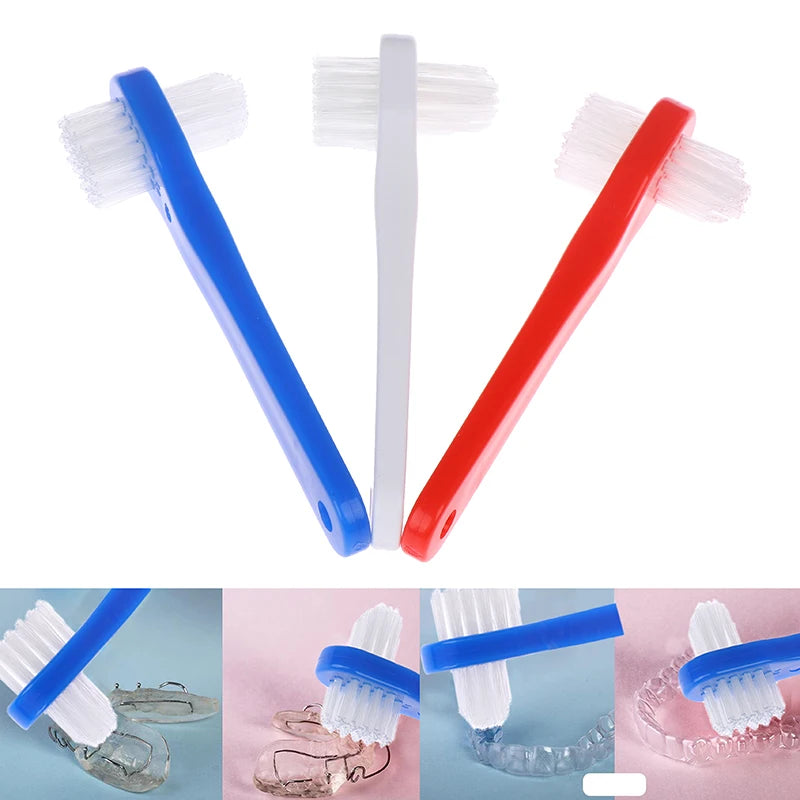 T-Shape Dual Head Denture Brush – False Teeth Cleaner Denture Cleaning Brush Axl