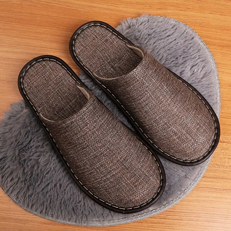 Lorilury Closed Toe Canvas Indoor Slippers – Unisex Flat Slides Indoor Canvas Slippers Axl Coffee 37-38