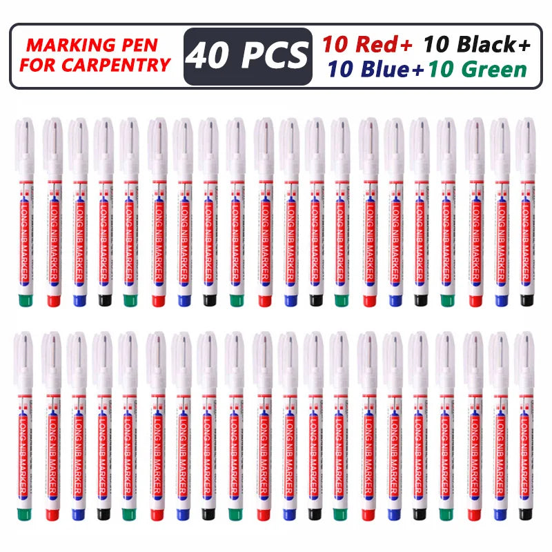 Deep Hole Long Nib Markers 20–40 Pcs | Woodworking Pen Set Deep Hole Marker Set Axl Mixed-40pcs