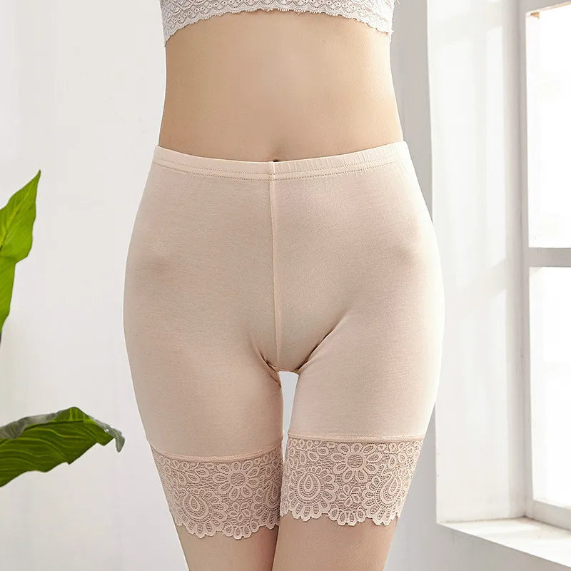 Women's Plus Size Modal Safety Shorts with Lace | 40–80KG Safety Shorts Axl nude 4XL-70-80kg