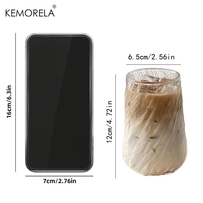 KEMORELA Glass Coffee Cups 4/6Pcs – Rotating Stripe Drinkware Glass Drinkware Set Axl