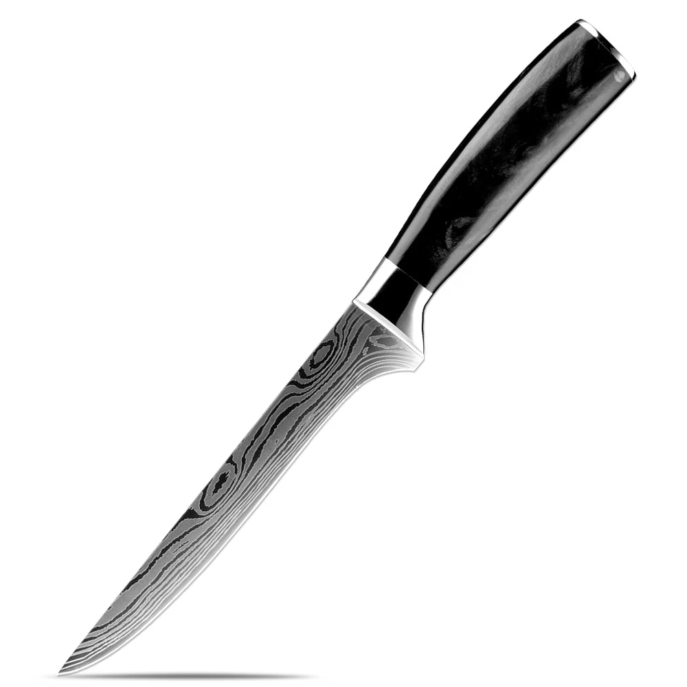 XITUO Damascus Kitchen Knife Set 1-9 Pcs – Chef & Santoku Kitchen Knife Set Axl Boning Knife