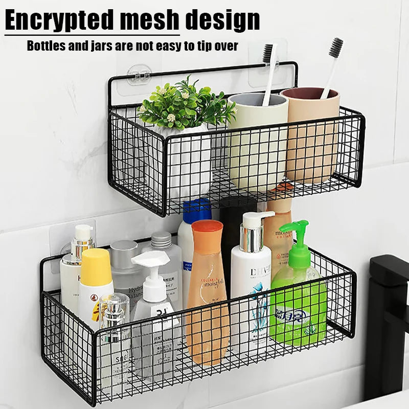 Wall-Mounted Storage Rack – No Drilling Metal Shelf Wall Storage Rack Axl