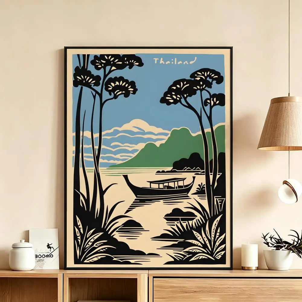 Thailand Pattern HD Wall Poster – Waterproof Sticky Décor Wall Art Poster Axl White10 30X40cmNoframe