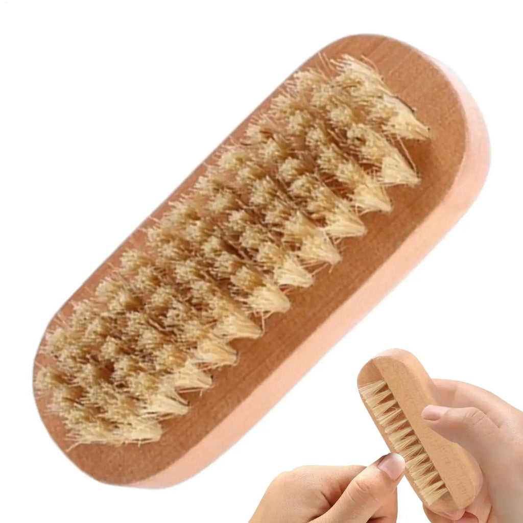 Double-Sided Wooden Nail Brush – Natural Boar Bristle Cleaner Nail Cleaning Brush Axl Default Title