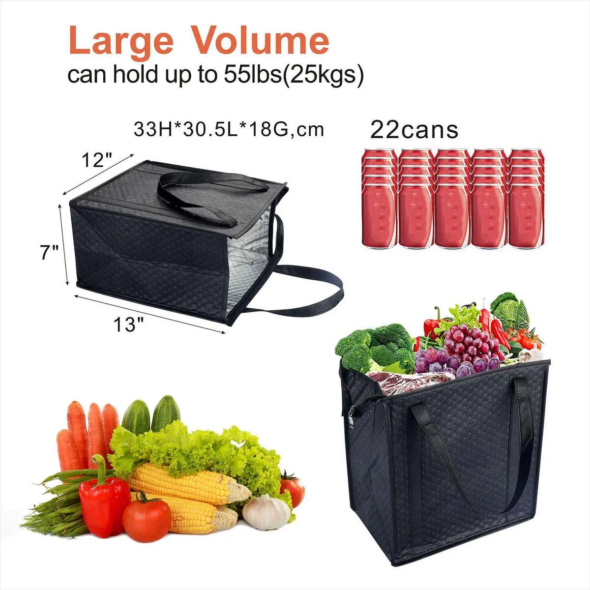 Insulated Cooler Tote Bag | Reusable Grocery & BBQ Shopping Bag Insulated Cooler Tote Axl