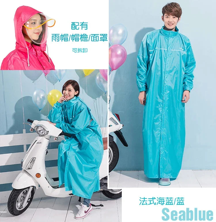 Windproof Unisex Rain Poncho Jacket – Long Hiking Raincoat Rain Poncho Jacket Axl Light Blue XXXL