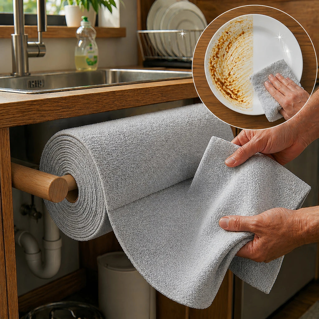 20-Sheet Microfiber Dishcloth Roll – Double-Sided Kitchen Cloth Microfiber Cleaning Cloth Axl