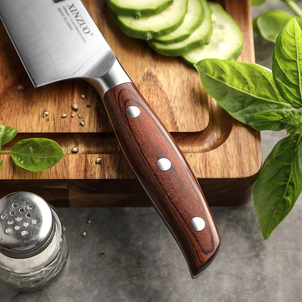 XINZUO 8" Bunka Knife – German Steel, Pakka Wood Handle Bunka Kitchen Knife Axl