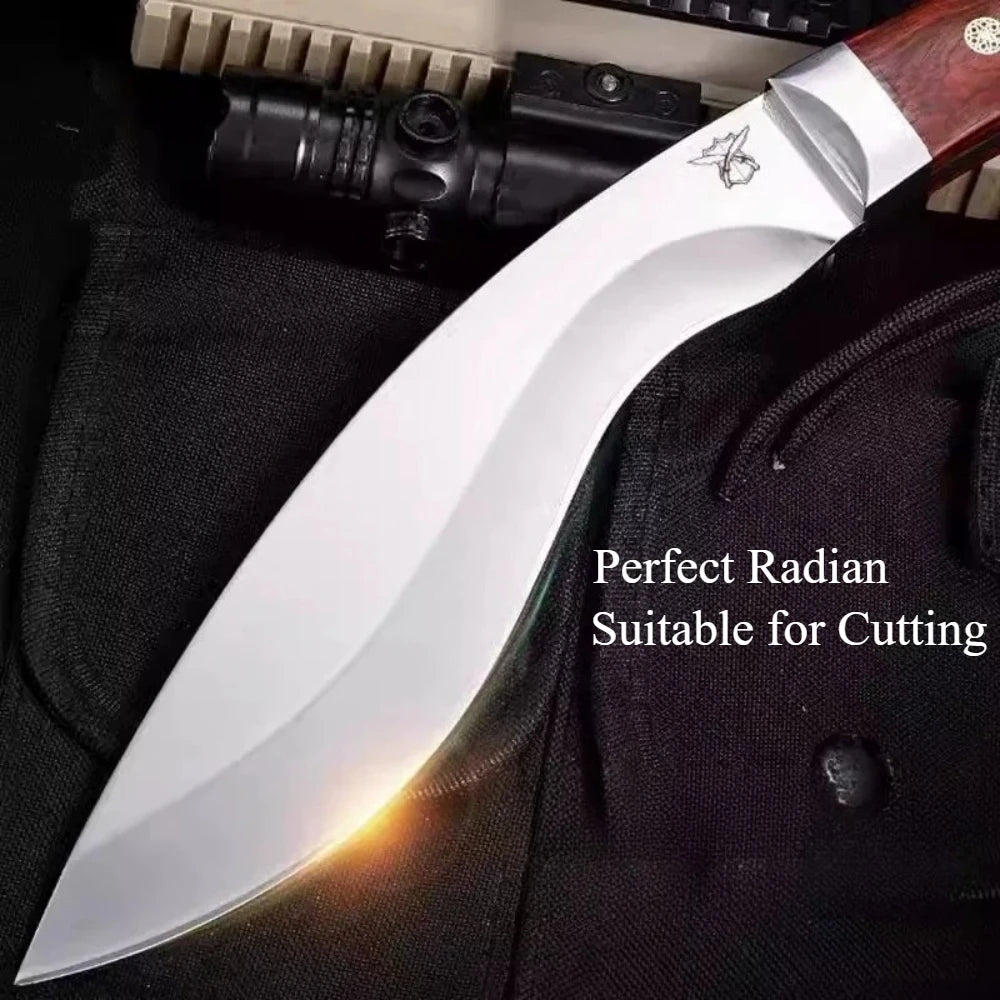 Fixed Blade Butcher Knife – Carbon Steel, Wood Handle & Sheath Fixed Blade Kitchen Knife Axl